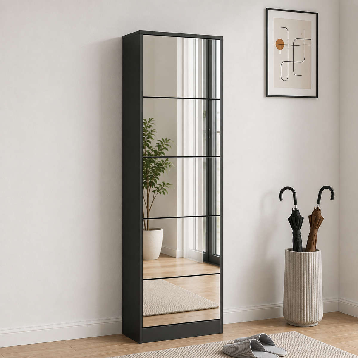 KC FURN - 5 Door Mirror Shoe Cabinet