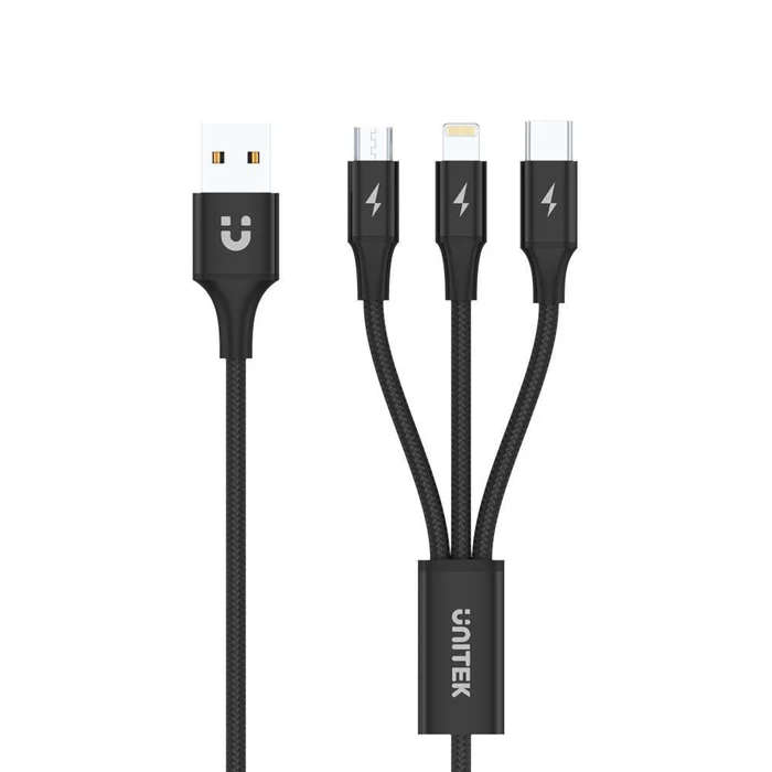 Unitek 1.2m 3-in-1 USB-A to USB-C / Micro USB / Lightning Multi Charging Cable
