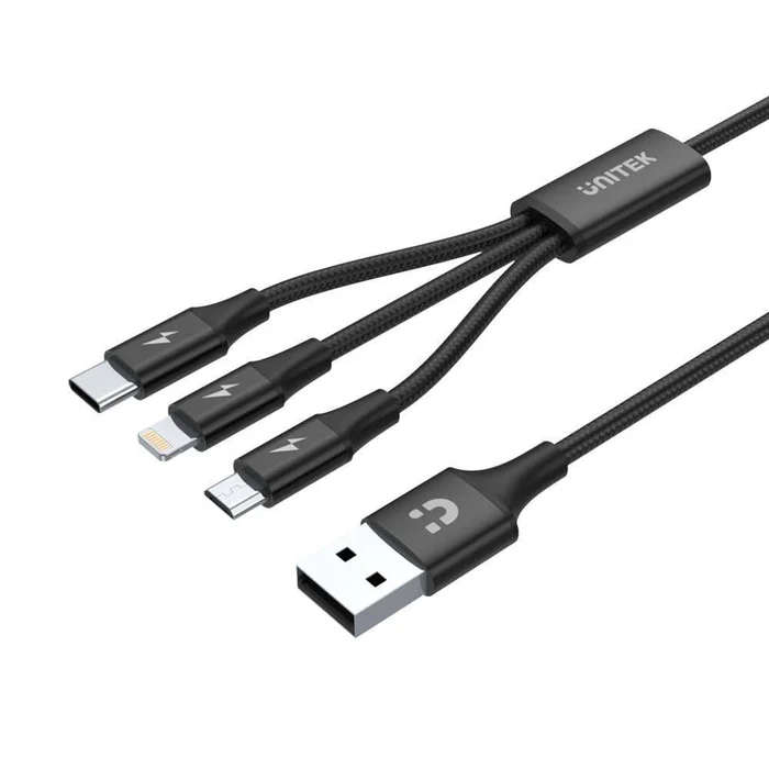 Unitek 1.2m 3-in-1 USB-A to USB-C / Micro USB / Lightning Multi Charging Cable