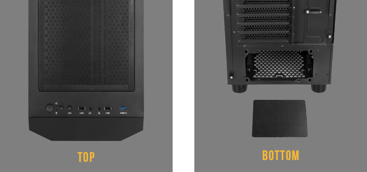 GAMDIAS ATHENA M6 GAMING CASE - Black / Mesh Front Panel