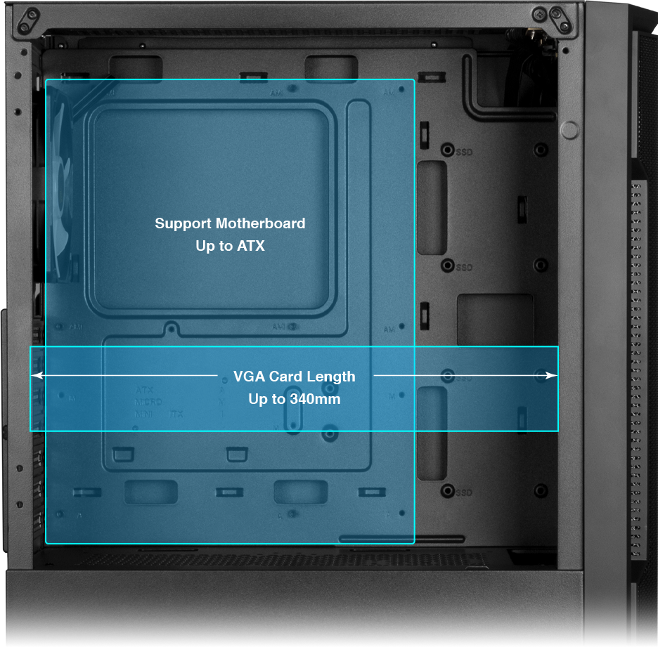 GAMDIAS ATHENA M6 GAMING CASE - Black / Mesh Front Panel