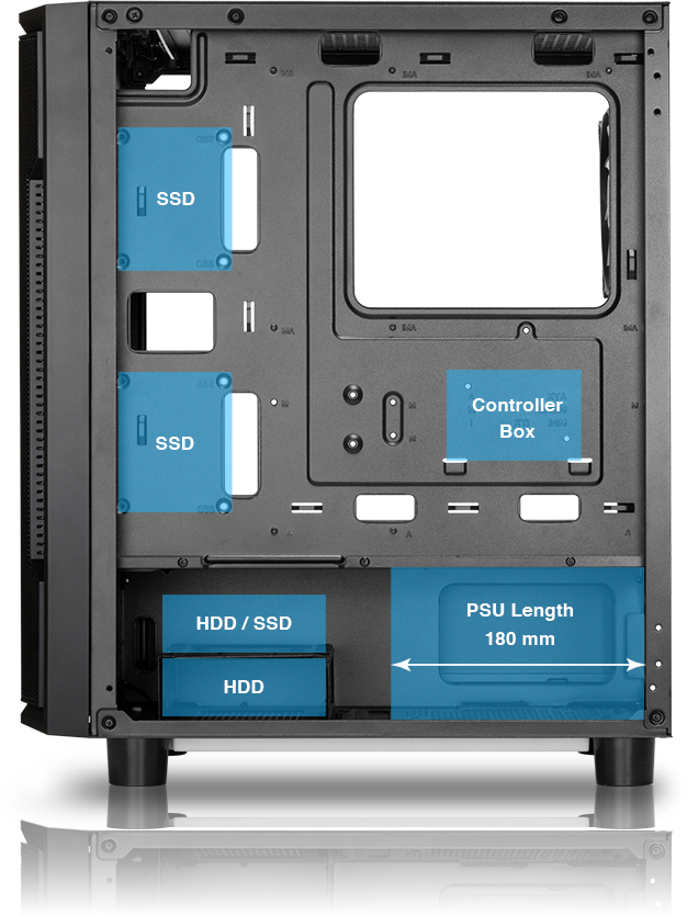 GAMDIAS ATHENA M6 GAMING CASE - Black / Mesh Front Panel