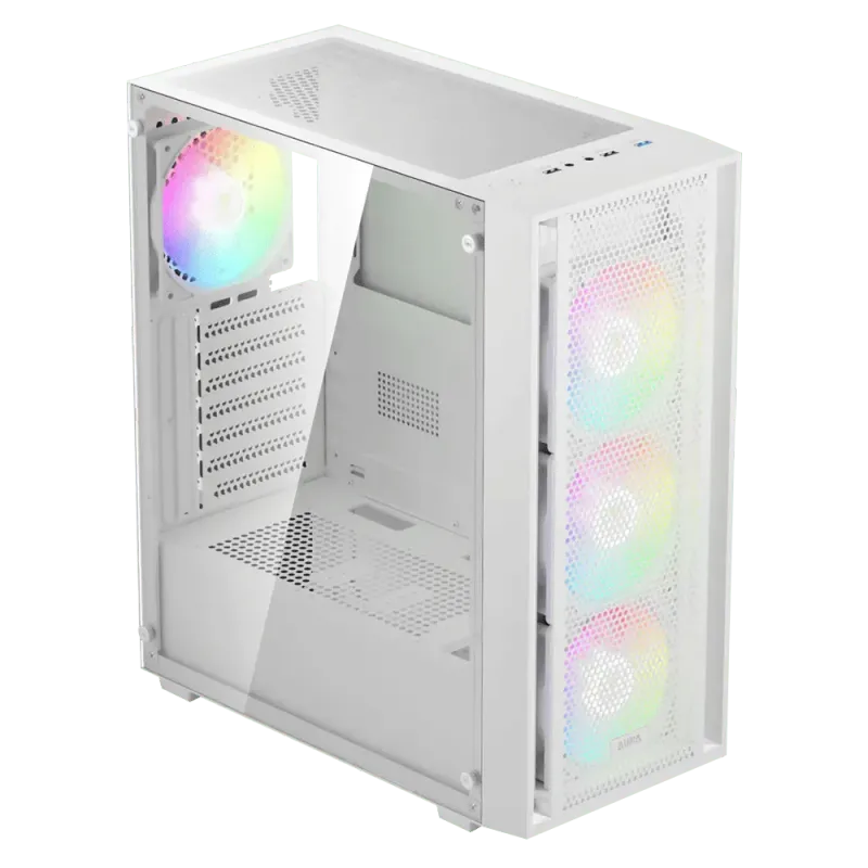 GAMDIAS Aura GC2 Elite White ATX Mid Tower Gaming Computer PC Case /Tempered Glass