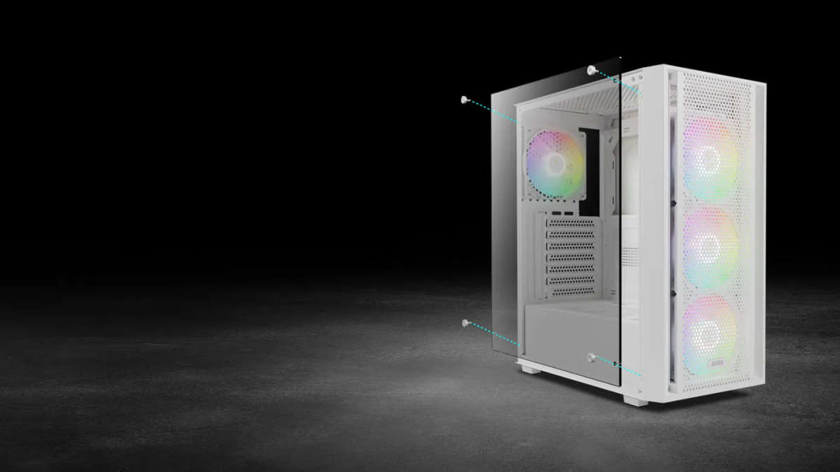 GAMDIAS Aura GC2 Elite White ATX Mid Tower Gaming Computer PC Case /Tempered Glass