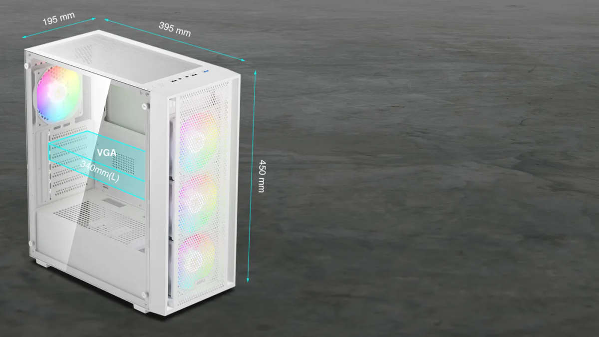 GAMDIAS Aura GC2 Elite White ATX Mid Tower Gaming Computer PC Case /Tempered Glass