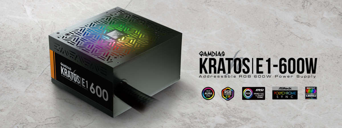 Gamdias KRATOS E1-600 RGB 600W Power Supply / Meet 80% Efficiency / 30 built-in lighting effects ...