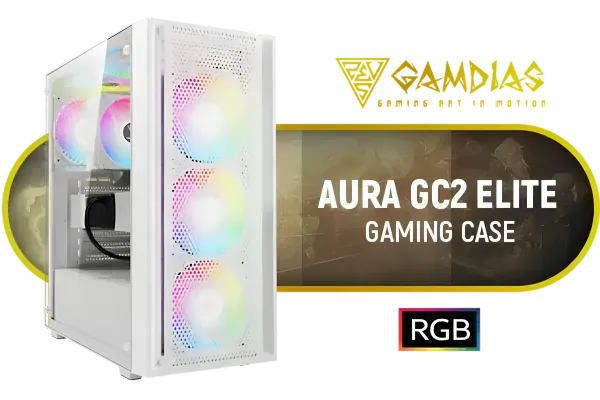 GAMDIAS Aura GC2 Elite White ATX Mid Tower Gaming PC Case