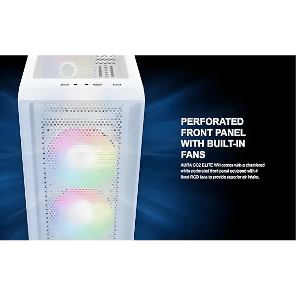 GAMDIAS Aura GC2 Elite White ATX Mid Tower Gaming PC Case