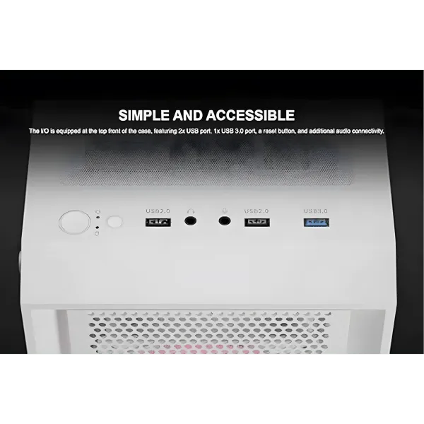 GAMDIAS Aura GC2 Elite White ATX Mid Tower Gaming PC Case