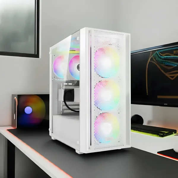 GAMDIAS Aura GC2 Elite White ATX Mid Tower Gaming PC Case