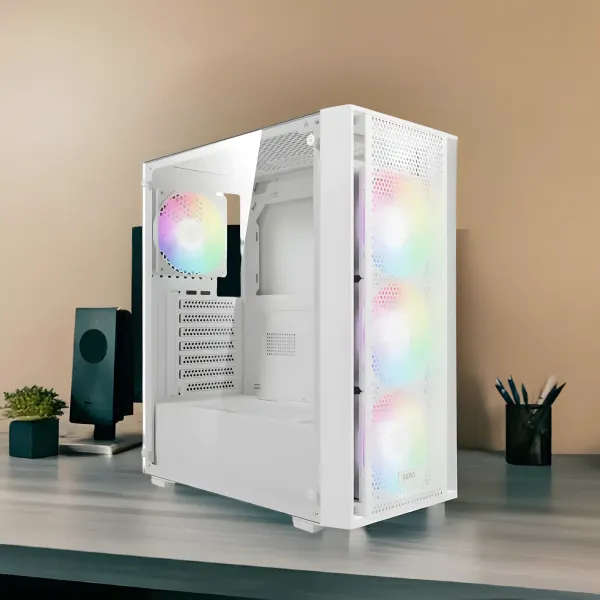 GAMDIAS Aura GC2 Elite White ATX Mid Tower Gaming PC Case