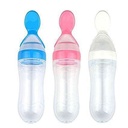 Silicone Baby Nursing Bottle with Spoon