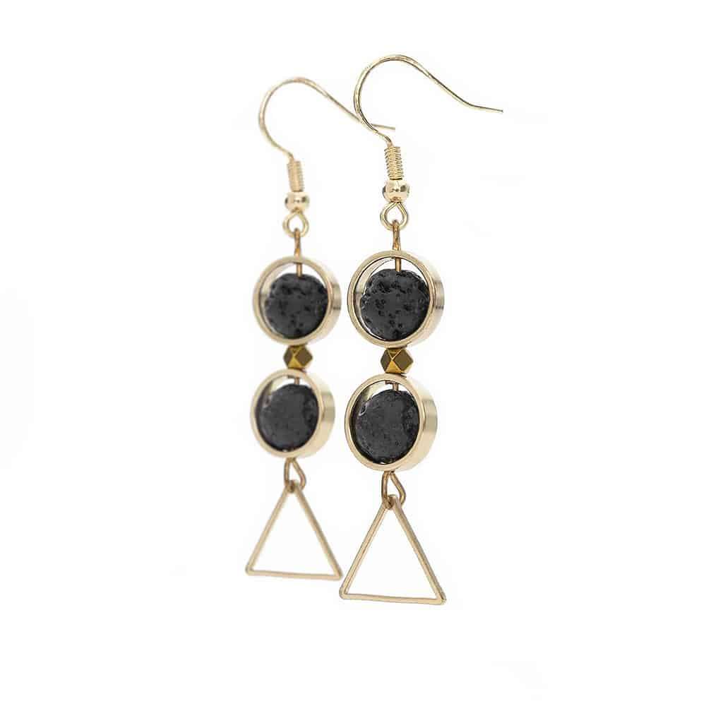 Killer Deals Gold Triangle Lava Stone Diffuser Aromatherapy Earrings