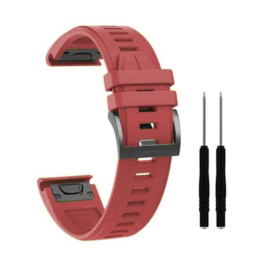 Killer Deals 26mm Silicone Strap for Garmin Fenix 5X/ 6X/ 7X - Red