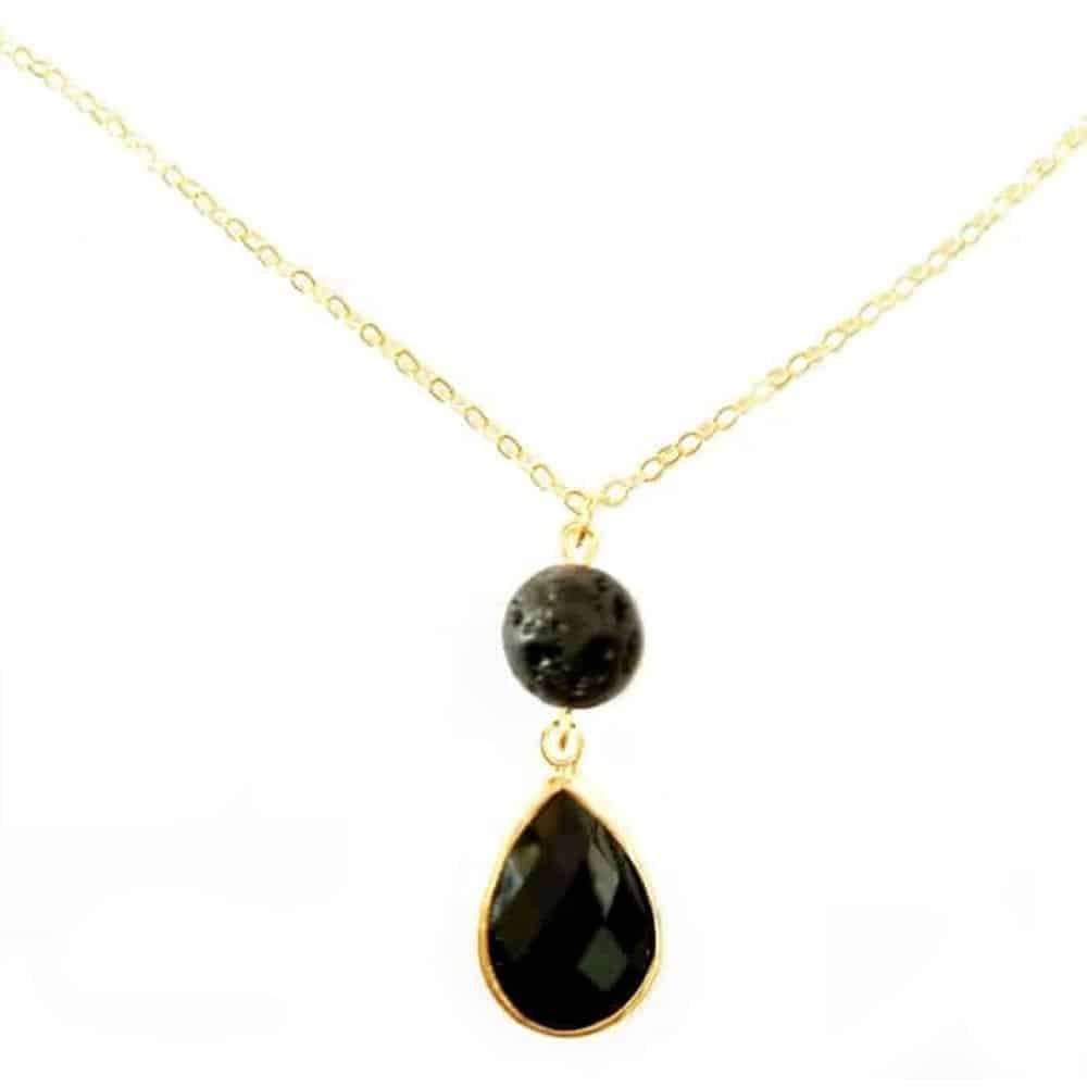 Killer Deals Aromatherapy Essential Oil Diffuser Onyx Glass Bead Necklace