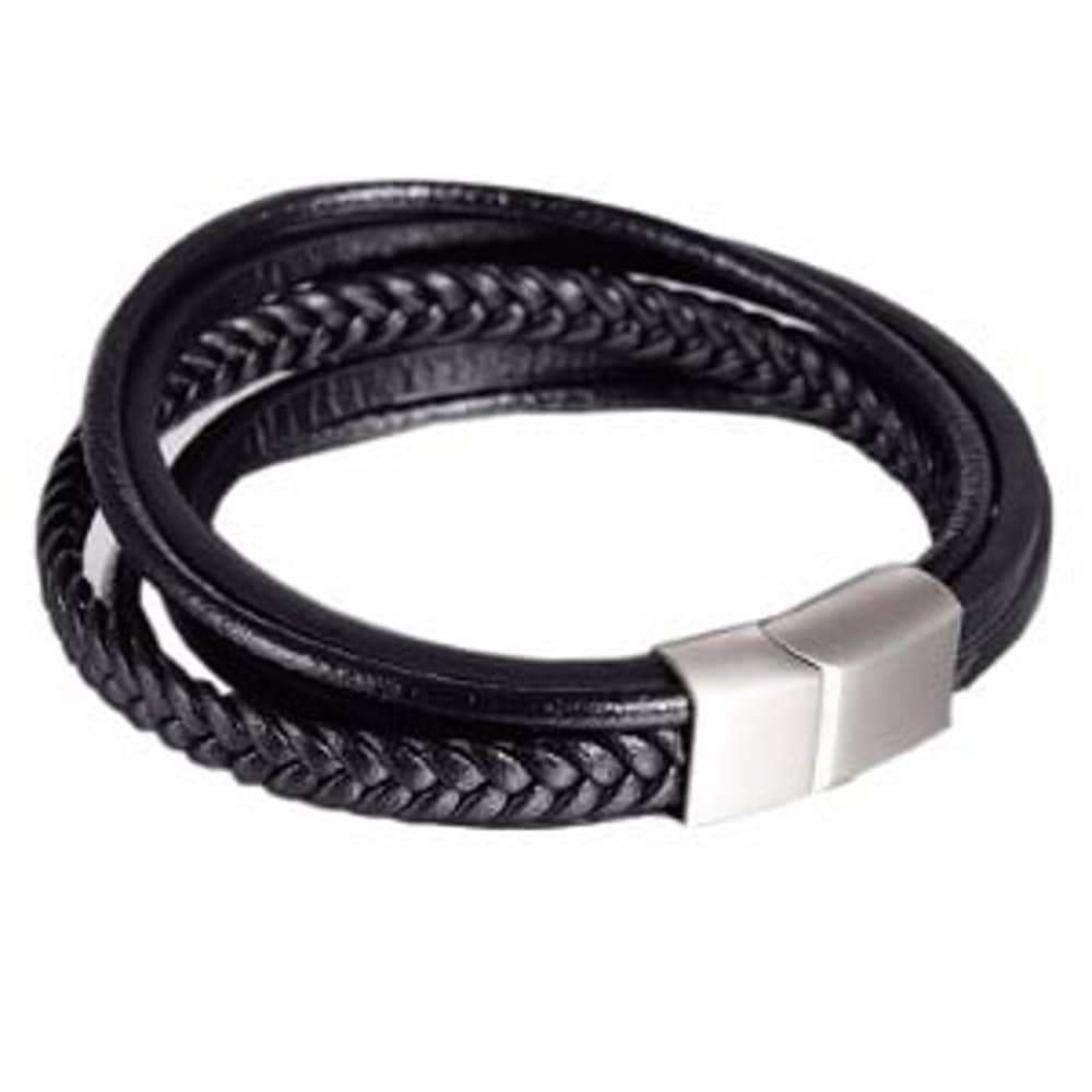 Killer Deals Unisex Multi-Strand Vegan PU Leather Bracelet - Black