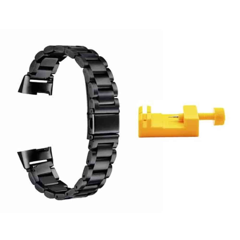 Killer Deals Stainless Steel Strap & Link Tool for Fitbit Charge 3 / 4 - Black