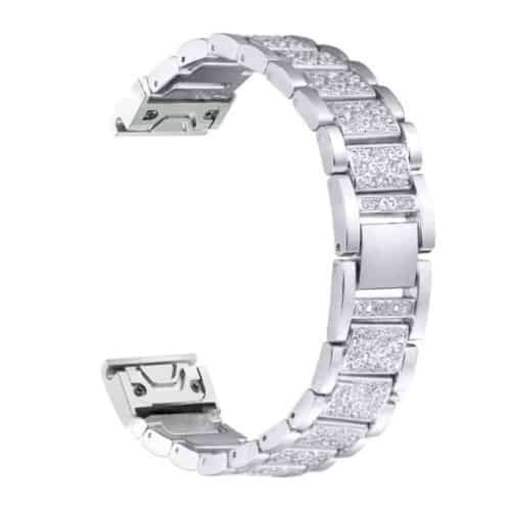Killer Deals 26mm Rhinestone Steel Strap for Garmin Fenix 6X - Silver