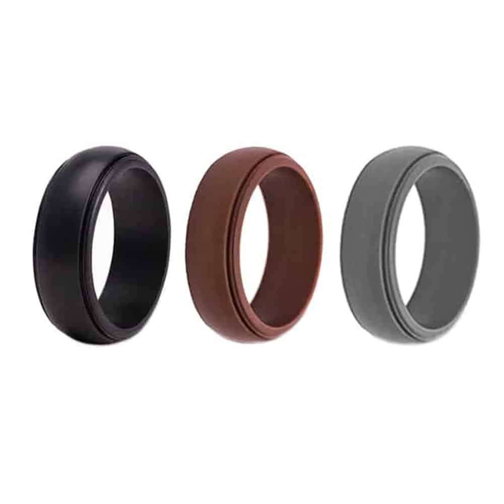 Killer Deals Men's Wedding/Commitment/Exercise Silicone Rings (4-Pack )Black, Grey, Brown (size 1...