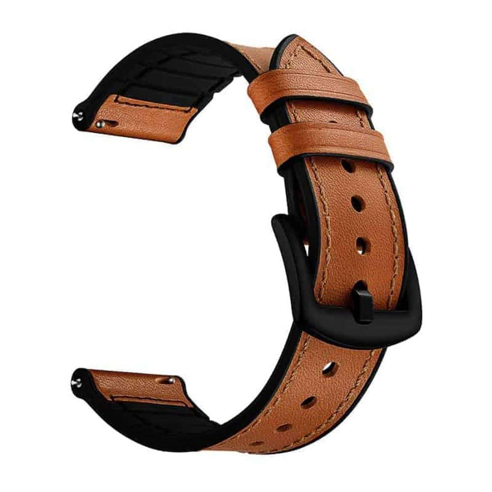 Killer Deals 22mm Leather & Silicone Universal Watch Strap for Samsung - Brown