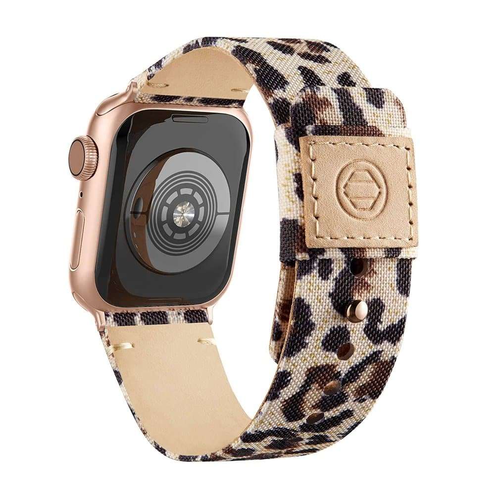 Killer Deals Nylon + Leather Strap for 38/40/41mm Apple Watch- Leopard