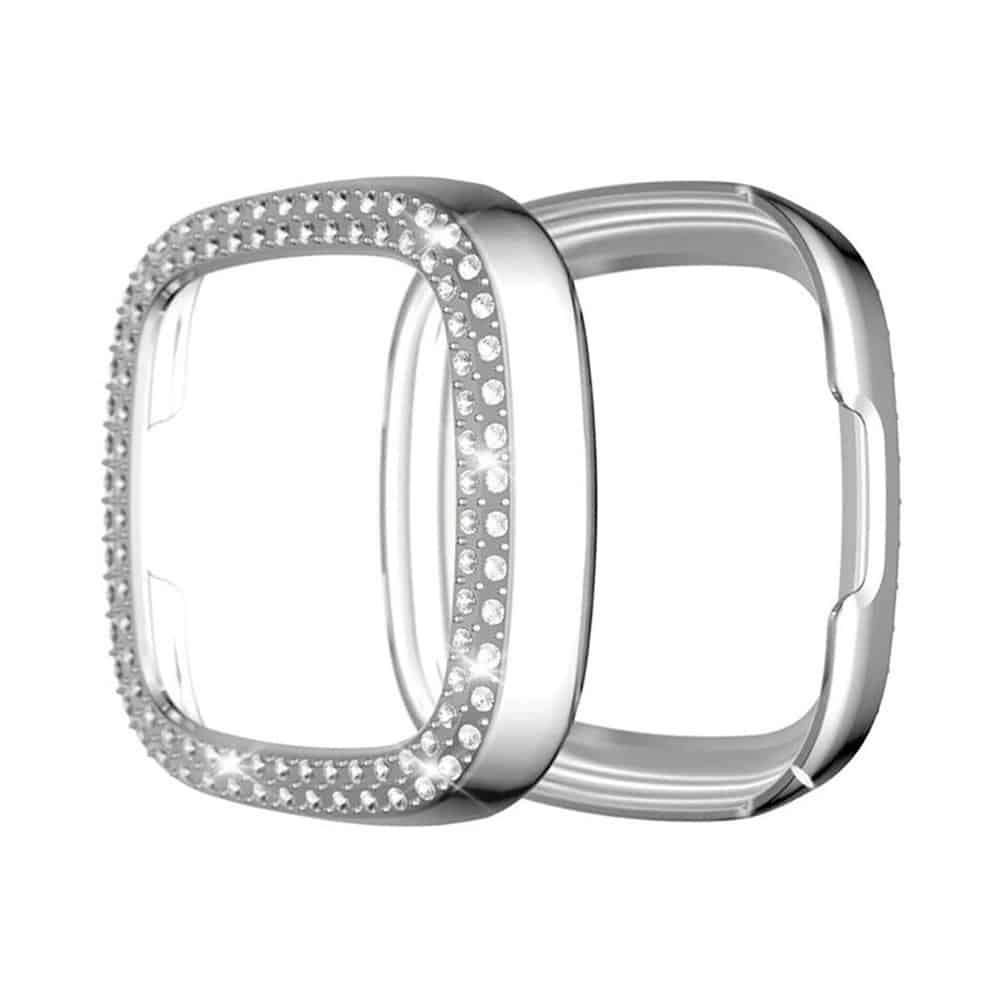 Killer Deals PC case with diamond for Fitbit Versa 3 ,Sense - Silver