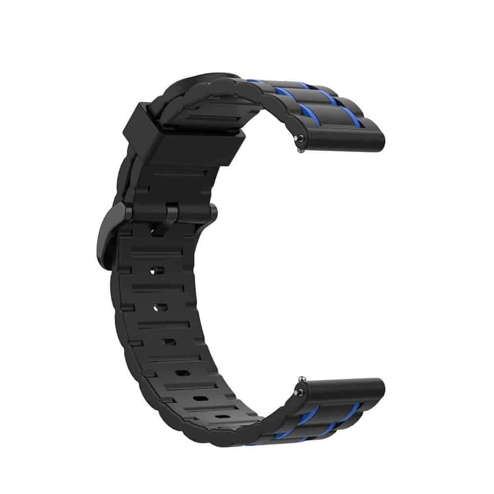 Killer Deals 22mm Universal Watch Striped Silicone Strap- Black + Blue