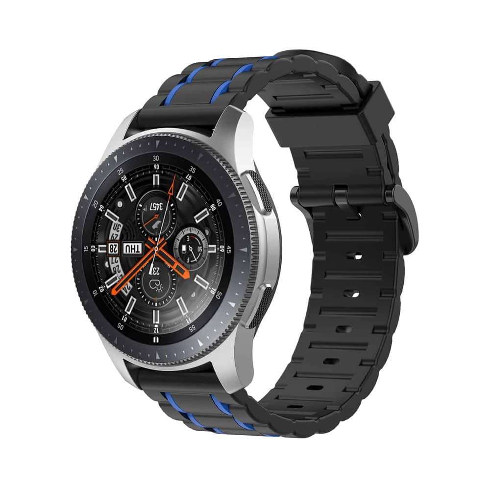 Killer Deals 22mm Universal Watch Striped Silicone Strap- Black + Blue
