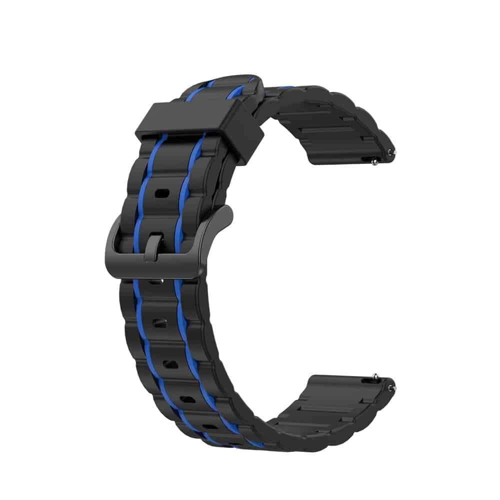 Killer Deals 22mm Universal Watch Striped Silicone Strap- Black + Blue