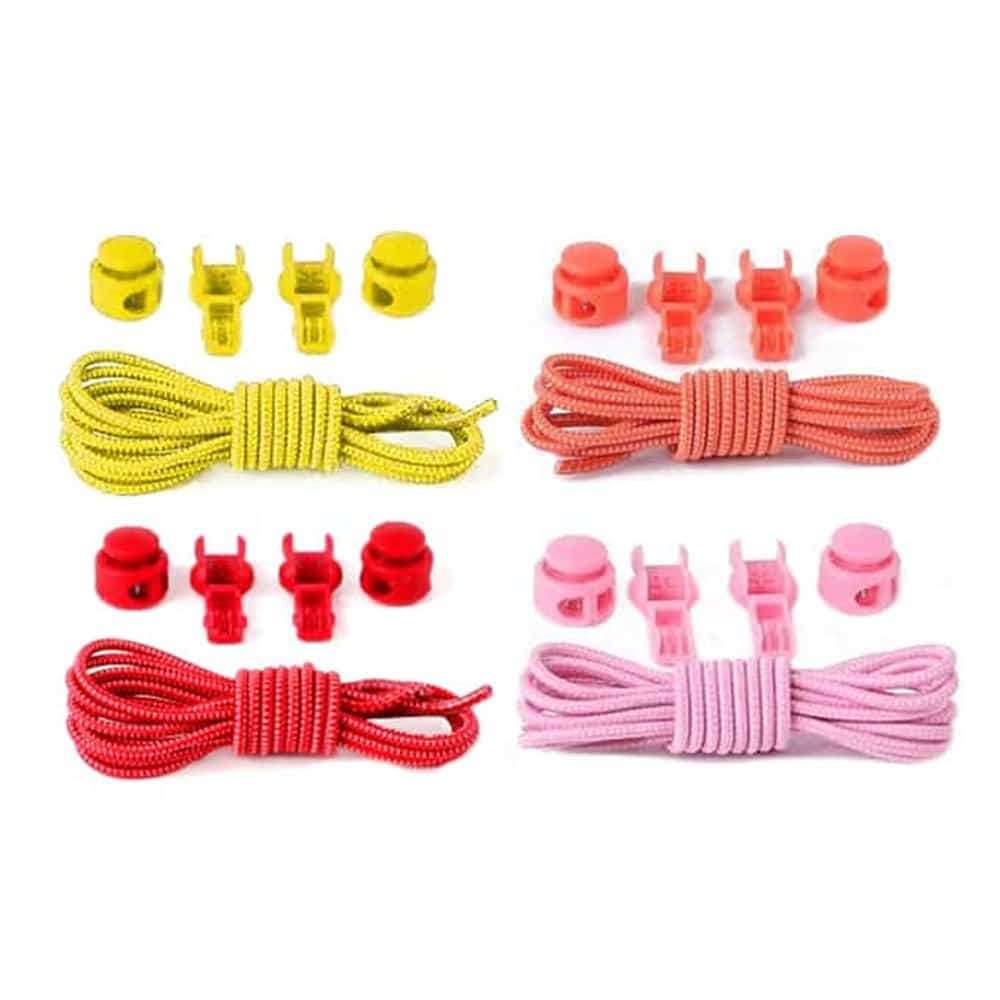Killer Deals Speed Laces Elastic No Tie Shoelaces - Orange/Pink/Red/Yellow Combo