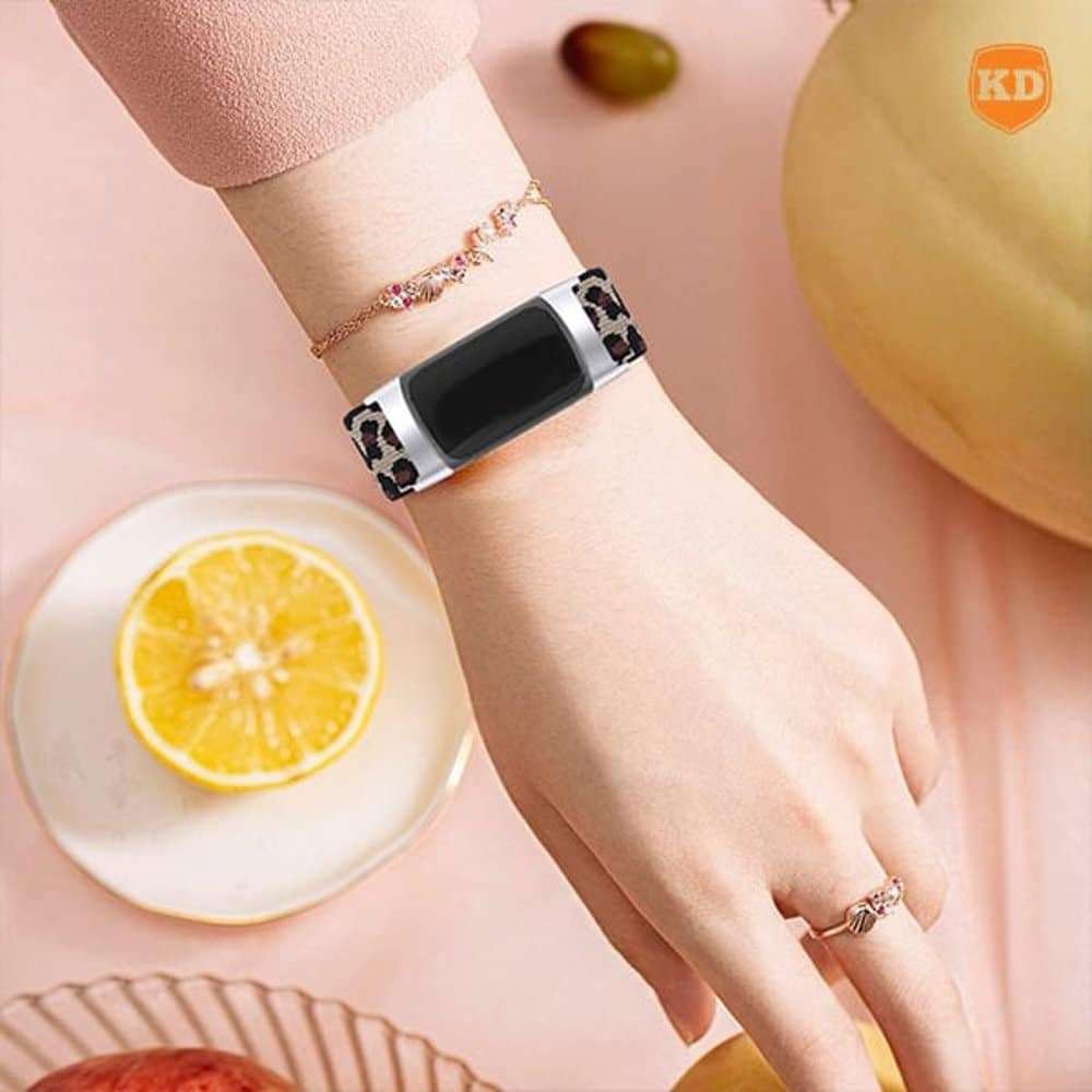 Killer Deals Nylon Strap for Fitbit Charge 5/ 6- Leopard + Rainbow Combo