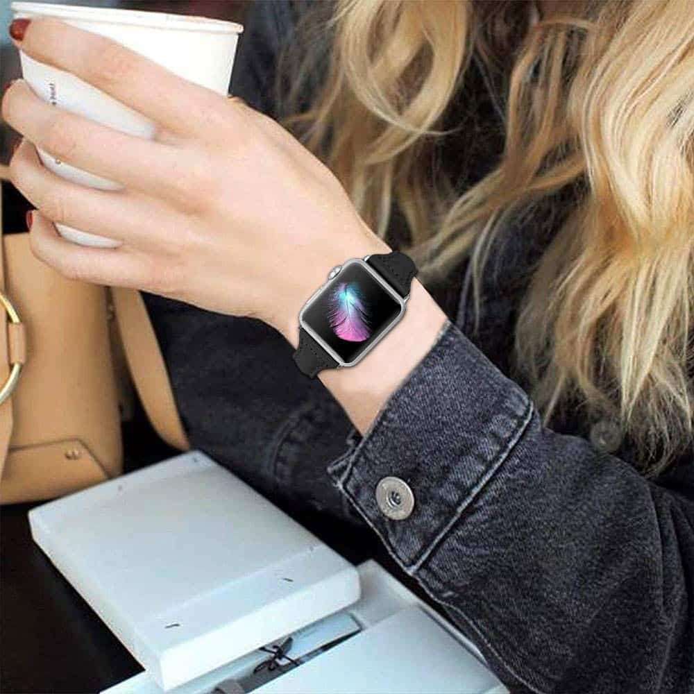 Killer Deals T shape Leather Strap for 38/40/41mm Apple Watch - Black