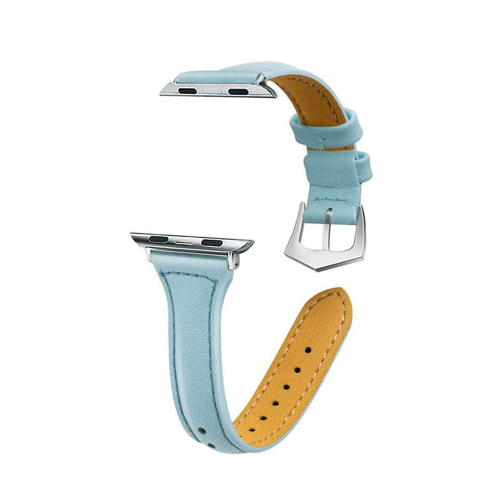 Killer Deals T-Shape Slim Leather Strap for 42/44/45mm Apple Watch - Haze Blue