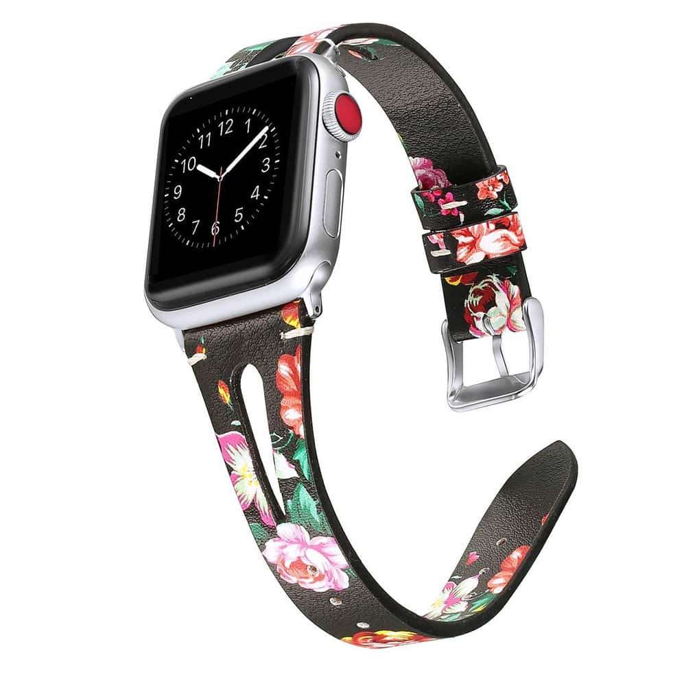 Killer Deals Leather Strap Compatible with 42/44/45mm Apple Watch - Flower