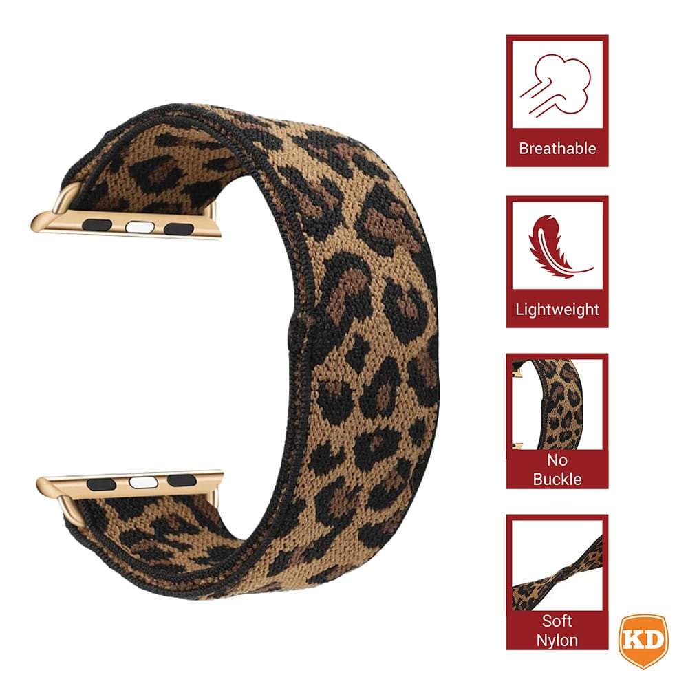 Killer Deals Stretchy Elastic Nylon Strap for 42/44/45/49mm Apple Watch- Leopard