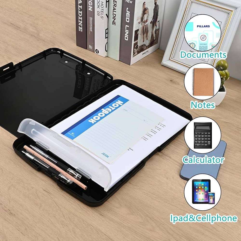Killer Deals A4 Document Binder Clipboard- Pen Holder & Storage Compartment