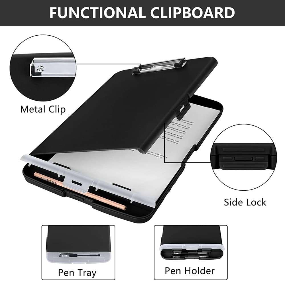 Killer Deals A4 Document Binder Clipboard- Pen Holder & Storage Compartment