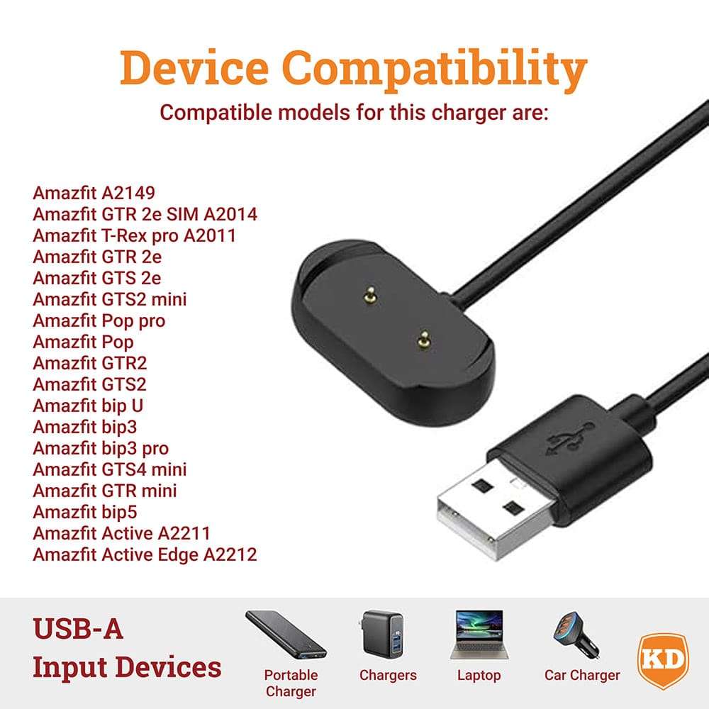 Killer Deals USB Charging Cable for Amazfit A2149/ GTR 2e/ T-Rex Pro/ Pop