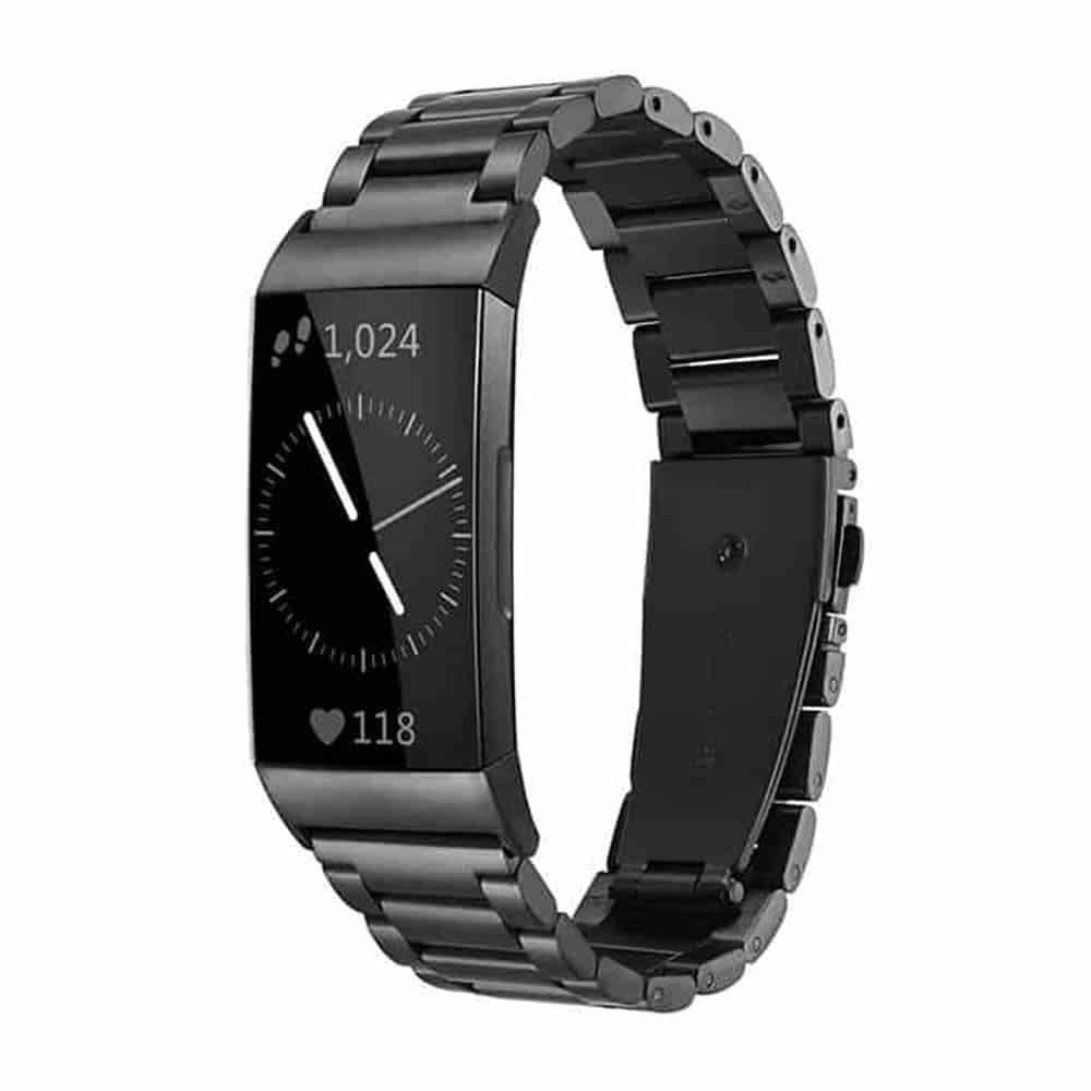 Killer Deals Stainless Steel Strap & Link Tool for Fitbit Charge 3 / 4 - Black