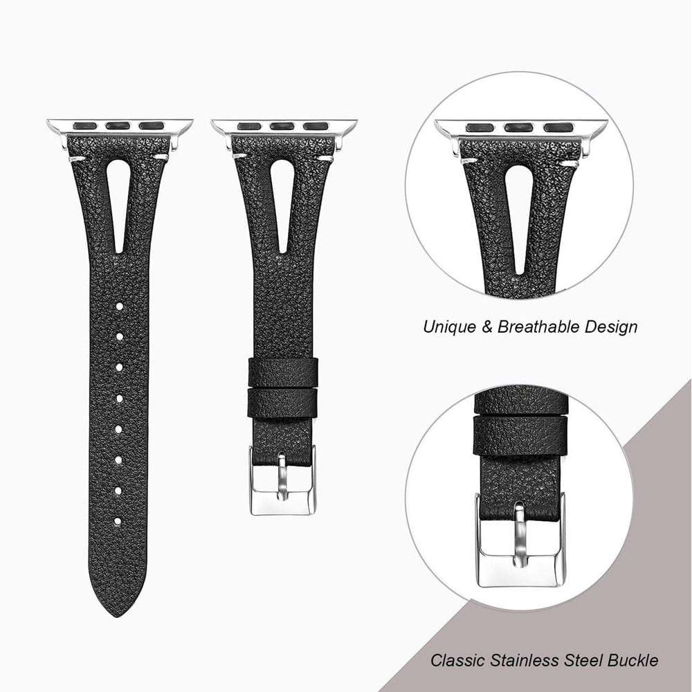 Killer Deals Leather Strap Compatible with 38/40/41mm Apple Watch - Black