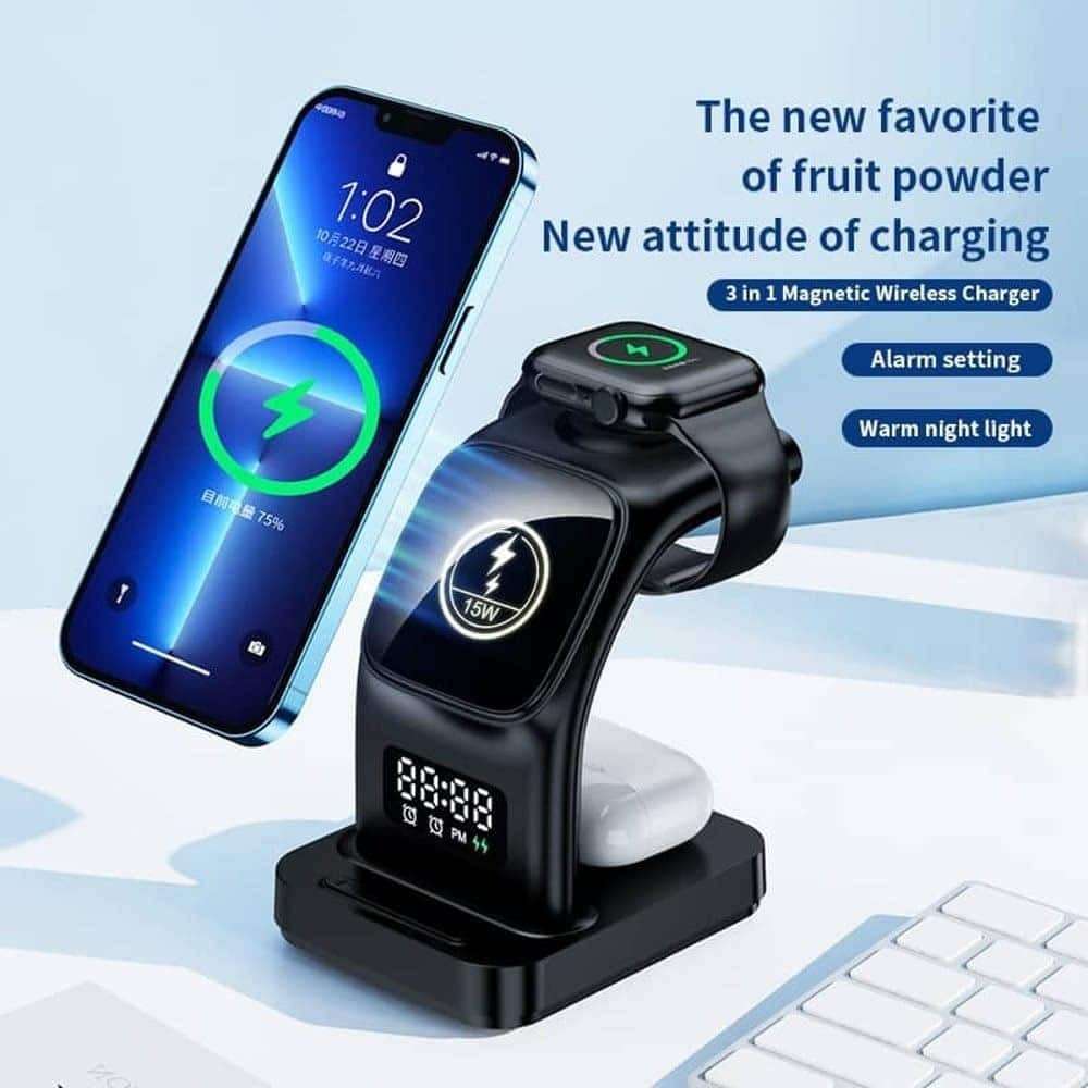 Killer Deals 5-in-1 MagSafe Wireless Charging Clock Station Dock for Apple