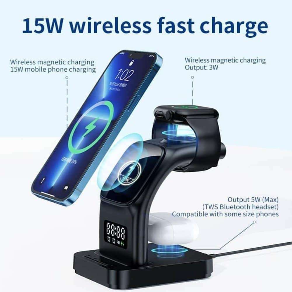 Killer Deals 5-in-1 MagSafe Wireless Charging Clock Station Dock for Apple
