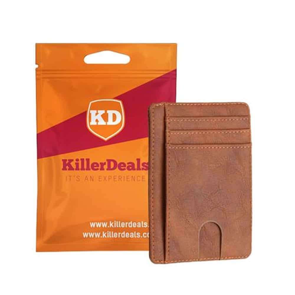 Killer Deals Vegan Leather Minimalist Wallet with RFID Card Protection - Brown