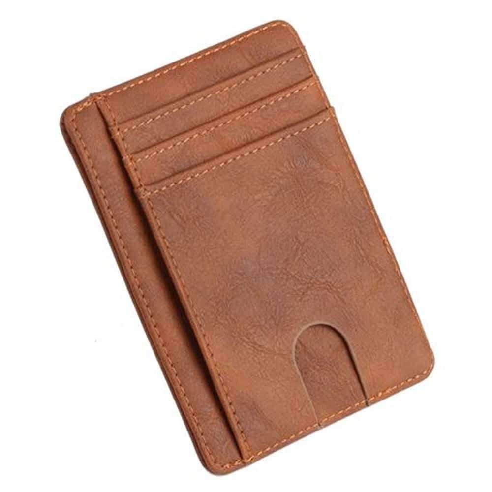 Killer Deals Vegan Leather Minimalist Wallet with RFID Card Protection - Brown