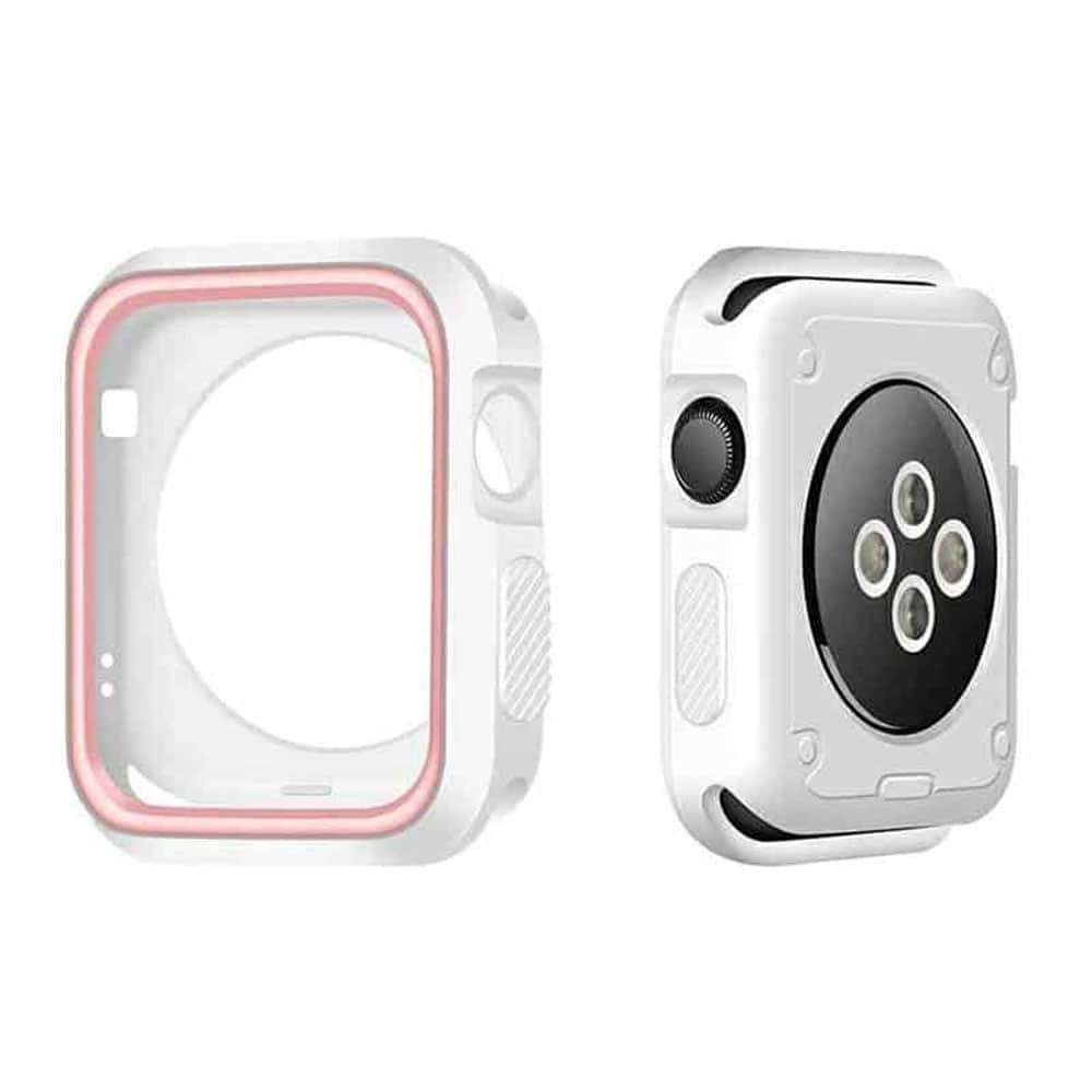 Killer Deals Silicone Protective Case for 38MM Apple Watch - White & Pink