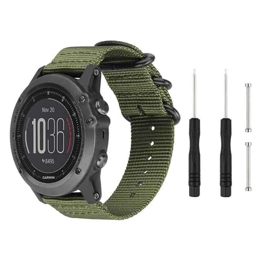 Killer Deals 22mm Nylon Strap for Garmin Fenix 5 + Pins & Tool - Green