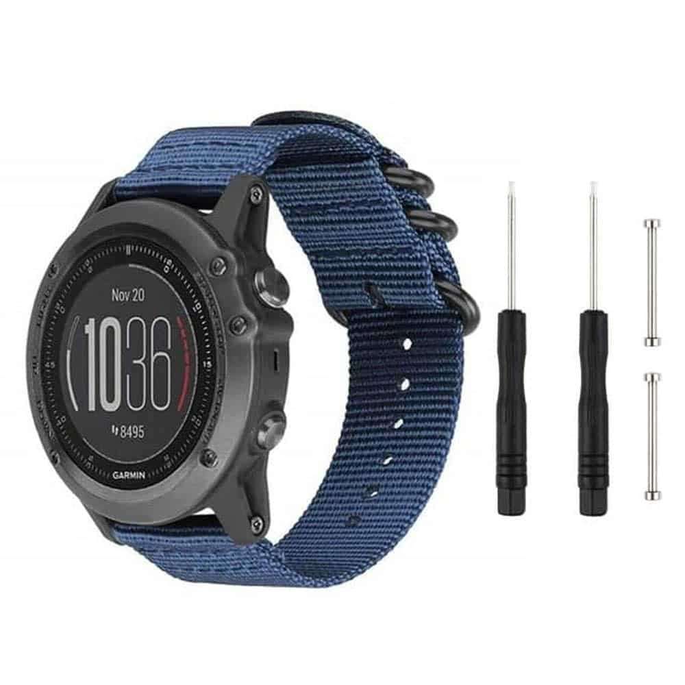 Killer Deals 22mm Nylon Strap for Garmin Fenix 5 + Pins & Tool - Navy Blue