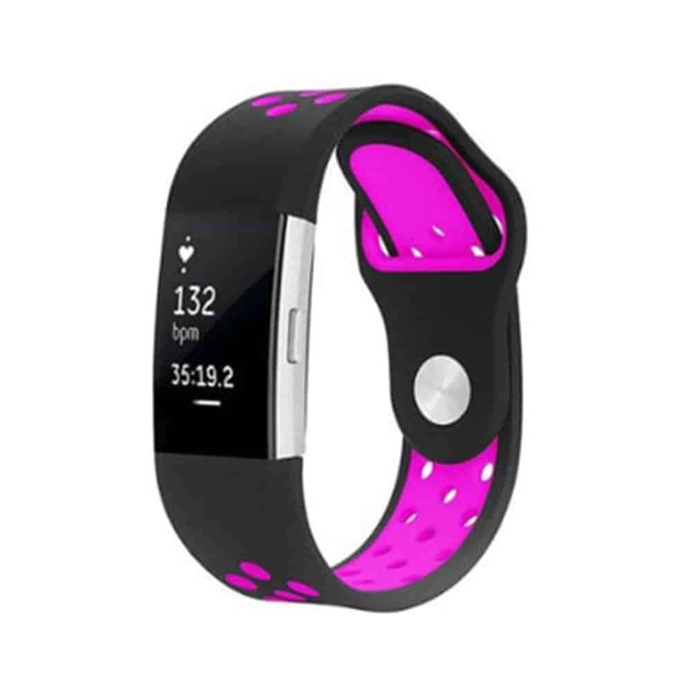 Killer Deals Silicone Strap for Fitbit Charge 2- Black & Purple- M/L