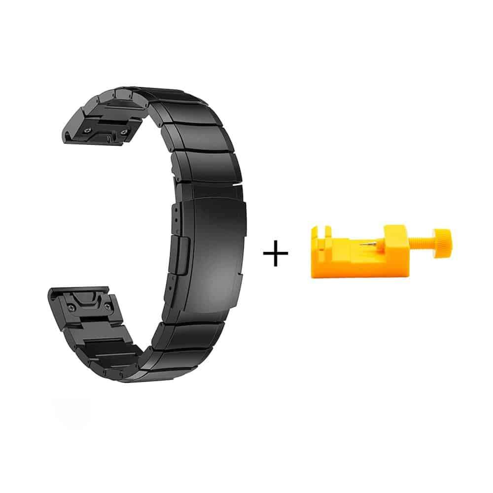 Killer Deals 22mm Stainless Steel Strap & Tool for Garmin Fenix 5- Black