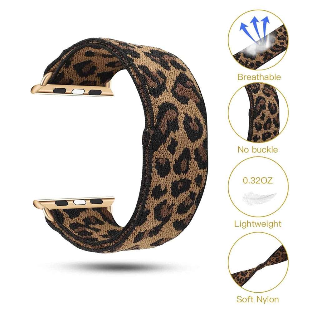 Killer Deals Stretchy Elastic Nylon Strap for 42/44/45/49mm Apple Watch- Leopard
